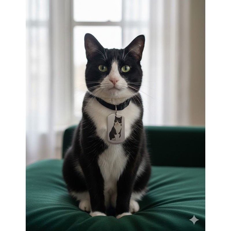 Placa personalizada para mascota con foto grabada