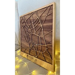 Mapa decorativo de Murcia en madera natural