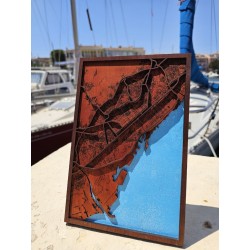 Mapa de madera de Barcelona | Decoración artesanal única