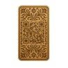 “Placa decorativa de madera con diseño barroco y código QR”